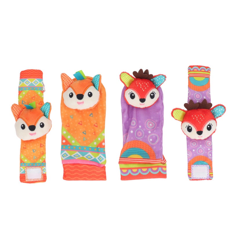 Baby Wrist Rattles Toy: Soft Polyester Set With Adorable Colorful Patterns - Early Educational Rattles For Sensory Motor Skills Development For Babies Aged 0-6 Months, Crib, Stroller - Image 1