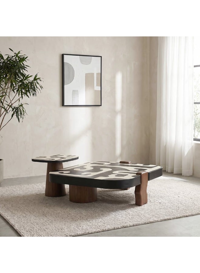 DANUBE HOME Wyler Set of 2 Square Coffee Table With Marble- Brown/Grey pattern - Image 1