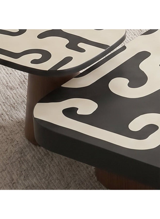 DANUBE HOME Wyler Set of 2 Square Coffee Table With Marble- Brown/Grey pattern - Image 2