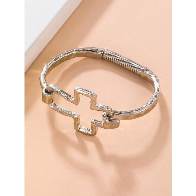 1pc Cross Shaped Hollow Bracelet, Fashionable Punk Gothic Style Female Accessory, Ideal Gift For Friends - Image 4