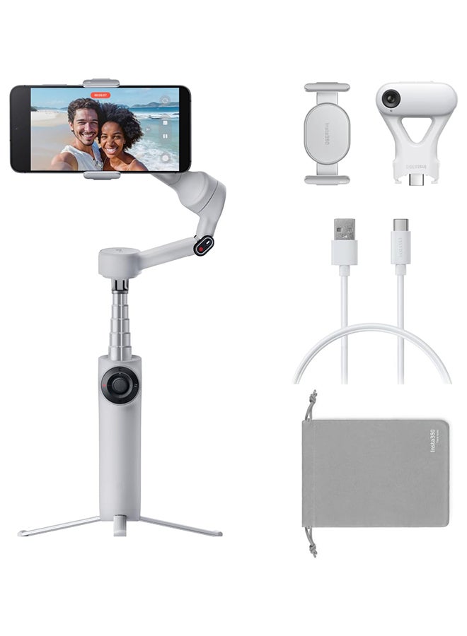 Insta360 Flow 2 Gimbal | Gesture Control, Face Tracking, for Livestreamers, Bloggers, Video Calls, for Android and iOS (Stone Gray, AI Tracker Bundle) - Image 1