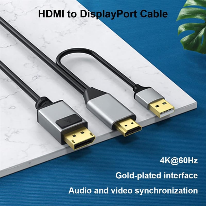 Luckam HDMI to Displayport Cable 6.6ft 4K@60Hz, HDMI 2.0 Male to DP 1.2 Male Converter for Xbox One/PS4/PS5/NS Compatible with VESA Dual-Mode DisplayPort 1.2 - Image 2