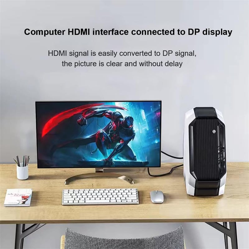 Luckam HDMI to Displayport Cable 6.6ft 4K@60Hz, HDMI 2.0 Male to DP 1.2 Male Converter for Xbox One/PS4/PS5/NS Compatible with VESA Dual-Mode DisplayPort 1.2 - Image 3