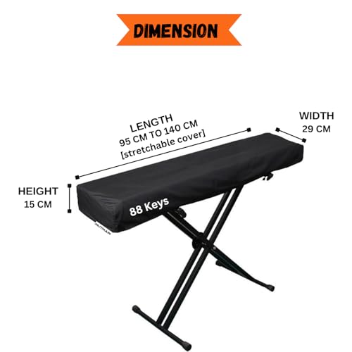 MUTMAIN Piano Dust cover for Casio & Yamaha 88 Keys Cover | Stretchable, Soft & Durable Electric Piano Protector, Anti-Dust, Washable, Easy to Use (88PDC-BLACK) - Image 2
