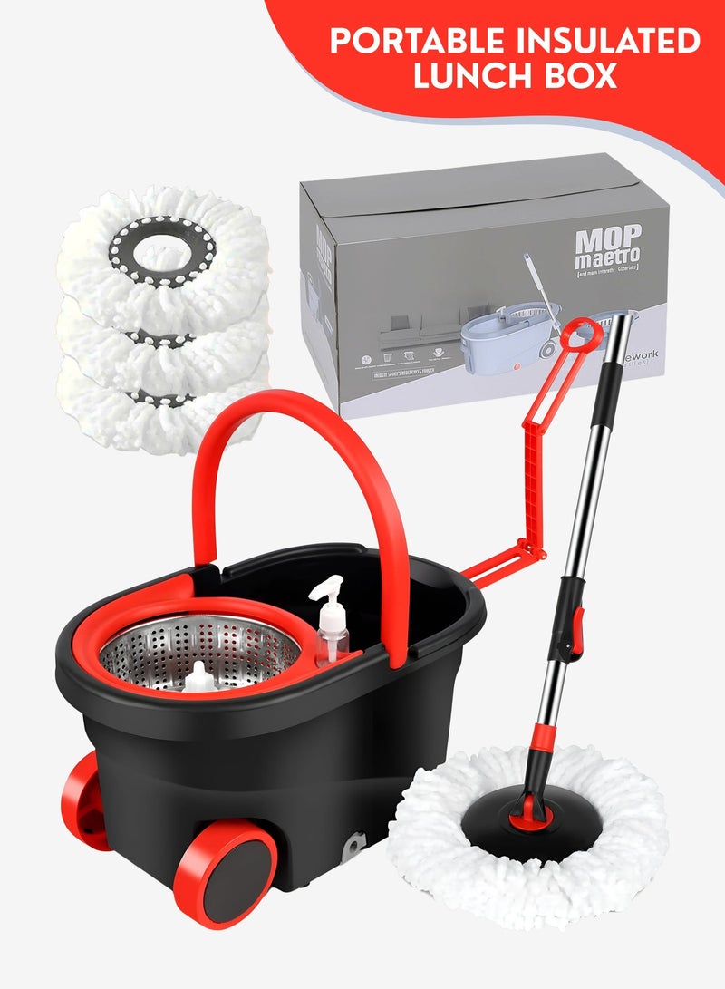 360 Spin Mop and Bucket Set with Wheels, Easy Wring System, Microfiber Mop Head, Telescopic Handle, Spray Bottle, Floor Cleaning Mop for Home, Kitchen, Bathroom, Tile, Hardwood Floors – Self-Wringing, Hands-Free, Refillable Pads - Image 1