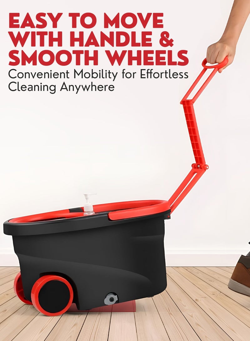 360 Spin Mop and Bucket Set with Wheels, Easy Wring System, Microfiber Mop Head, Telescopic Handle, Spray Bottle, Floor Cleaning Mop for Home, Kitchen, Bathroom, Tile, Hardwood Floors – Self-Wringing, Hands-Free, Refillable Pads - Image 3