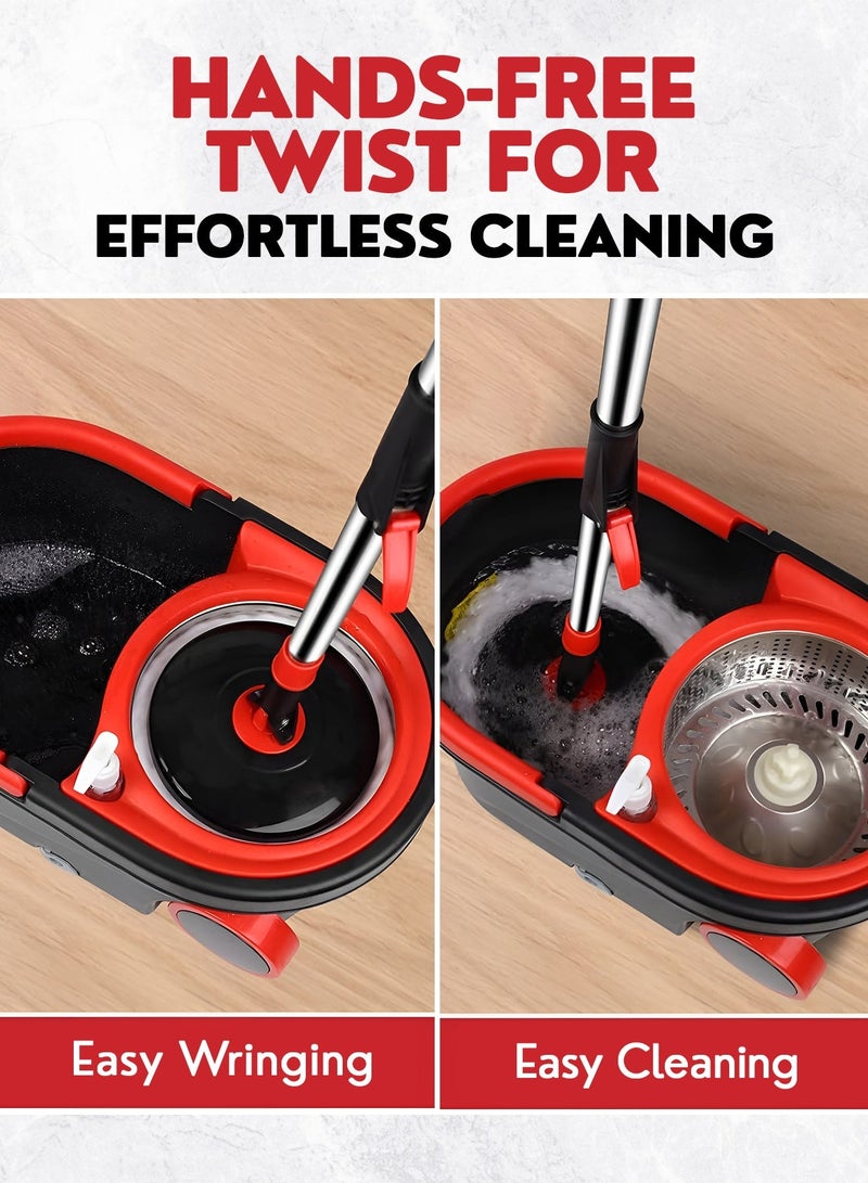 360 Spin Mop and Bucket Set with Wheels, Easy Wring System, Microfiber Mop Head, Telescopic Handle, Spray Bottle, Floor Cleaning Mop for Home, Kitchen, Bathroom, Tile, Hardwood Floors – Self-Wringing, Hands-Free, Refillable Pads - Image 5