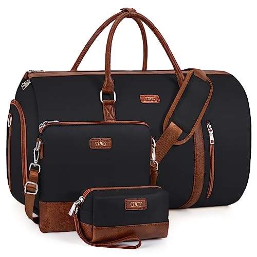 TIBES Convertible Garment Duffel Bags for Travel - Carry On Garment Bags With Toiletry Bag Large Weekender Bags for Women Men 2 in 1 Hanging Suitcase Suit Travel Duffel Overnight Bags 4pcs Set - Image 1