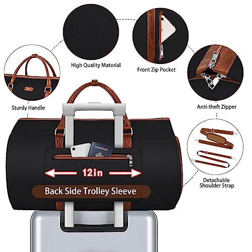 TIBES Convertible Garment Duffel Bags for Travel - Carry On Garment Bags With Toiletry Bag Large Weekender Bags for Women Men 2 in 1 Hanging Suitcase Suit Travel Duffel Overnight Bags 4pcs Set - Image 4