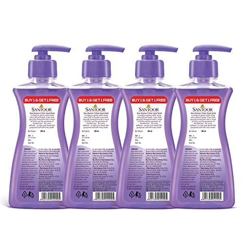 Santoor Crème Handwash 200ml, Pack of 4 with Touch of Lotion| Made with Berries & Tulsi| Rich Lathering Formula with Anti-Bacterial Properties| Soft on Hands| Soothes & Hydrates Skin - Image 3