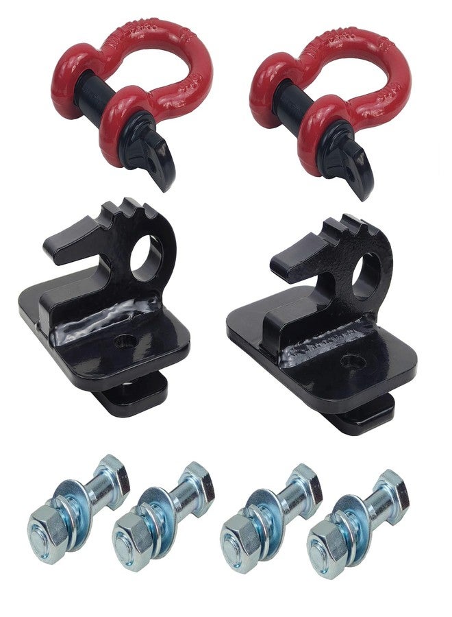 REDTEE 3/8 inch Tractor Bucket Grab Hook with 5/8 inch Tie Down D-Ring Shackle(2 Pack), Bolt On Tow Hook Mount with Bracket Plate, Max Tow Capacity 10,000 lbs. Black Coating - Image 2