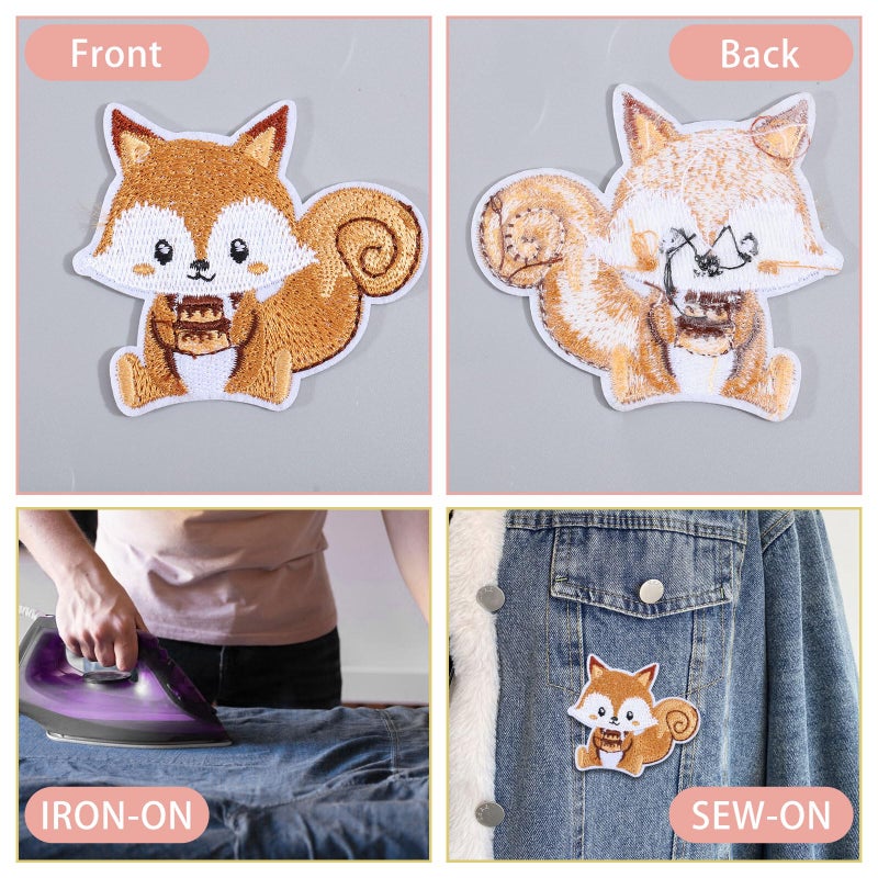 beinkmake 24Pcs Animals Embroidered Patches Woodland Animals Iron on Patches Cute Sew on Appliques Zoo Rabbit Squirrel Fox Lion for Clothes Shoes Backpacks Caps Hair Clips - Image 4