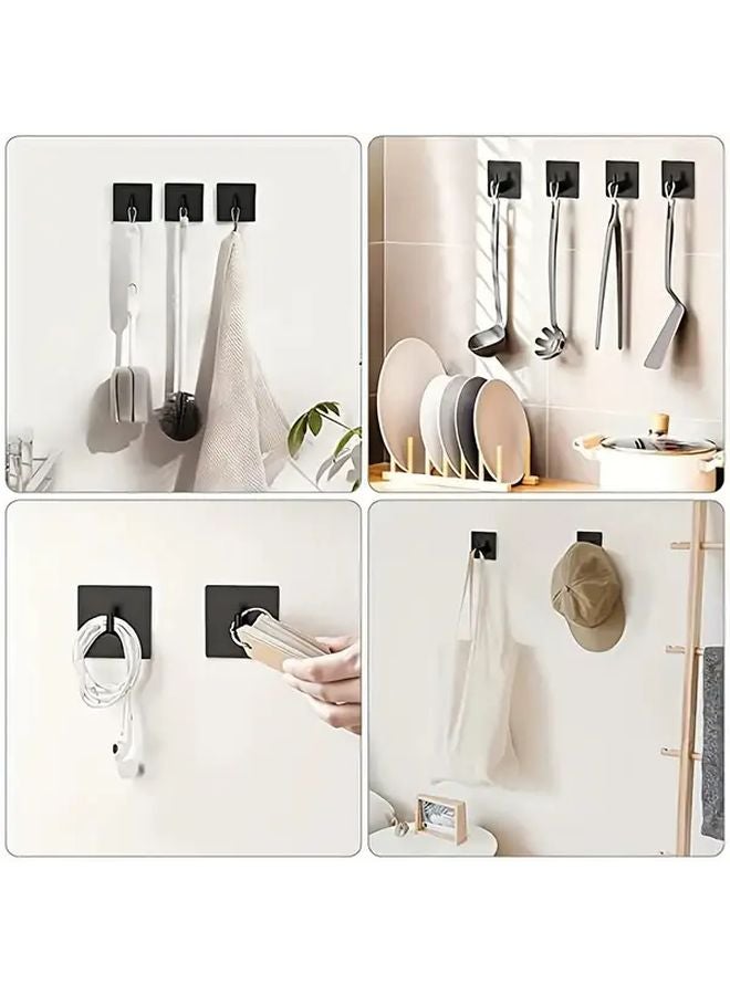 4Pcs Matte Black Self Adhesive Towel Hooks Heavy Duty Waterproof Wall Mounted - Image 3