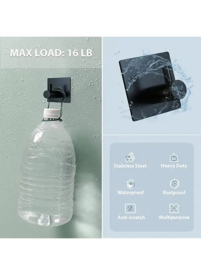 4Pcs Matte Black Self Adhesive Towel Hooks Heavy Duty Waterproof Wall Mounted - Image 5