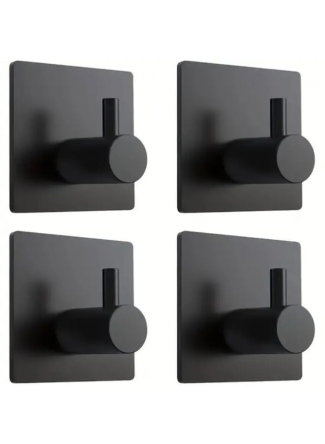 4Pcs Matte Black Self Adhesive Towel Hooks Heavy Duty Waterproof Wall Mounted - Image 2
