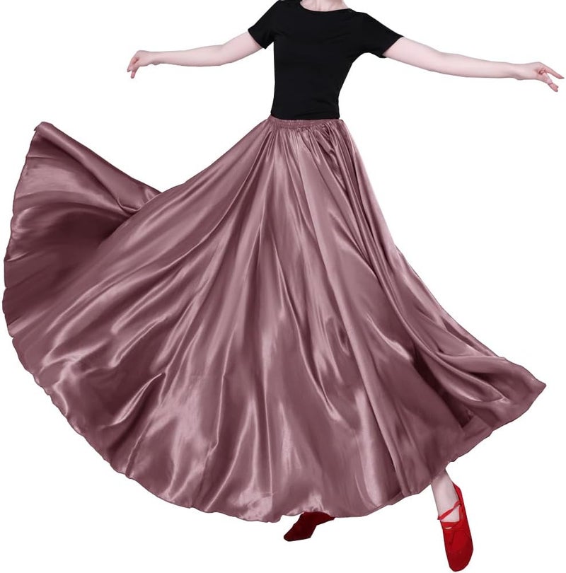 Sancan Women Long Tulle Retro Maxi Tea Ankle Length Shiny Skirt for Belly Dancing Dance Costume Cosplay Holiday Weekend Party - Image 1
