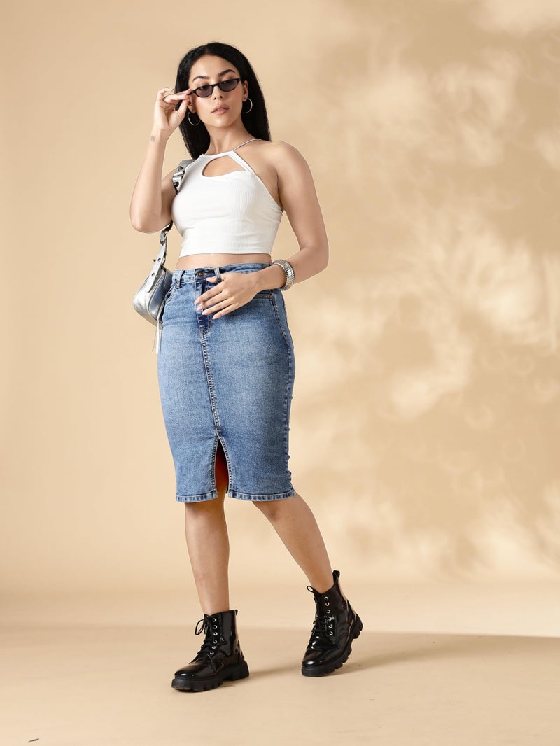 INKD, Denim Skirt, Slim Fit, Denim Drama, L - Image 2