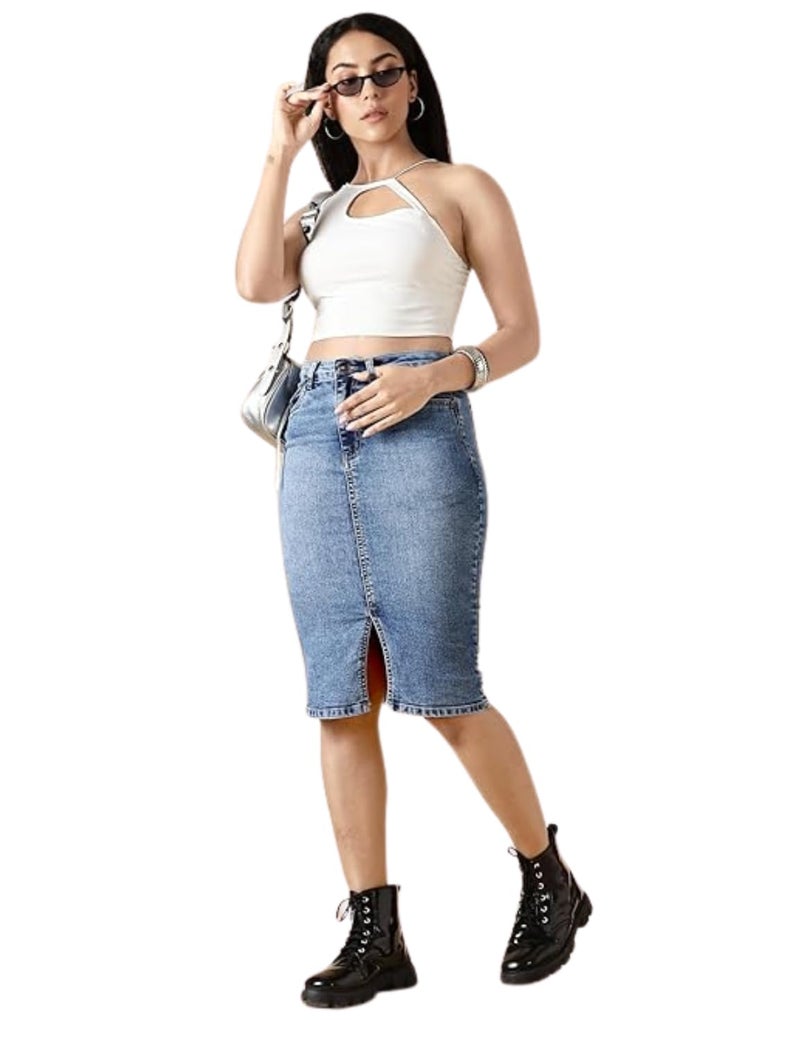 INKD, Denim Skirt, Slim Fit, Denim Drama, L - Image 1