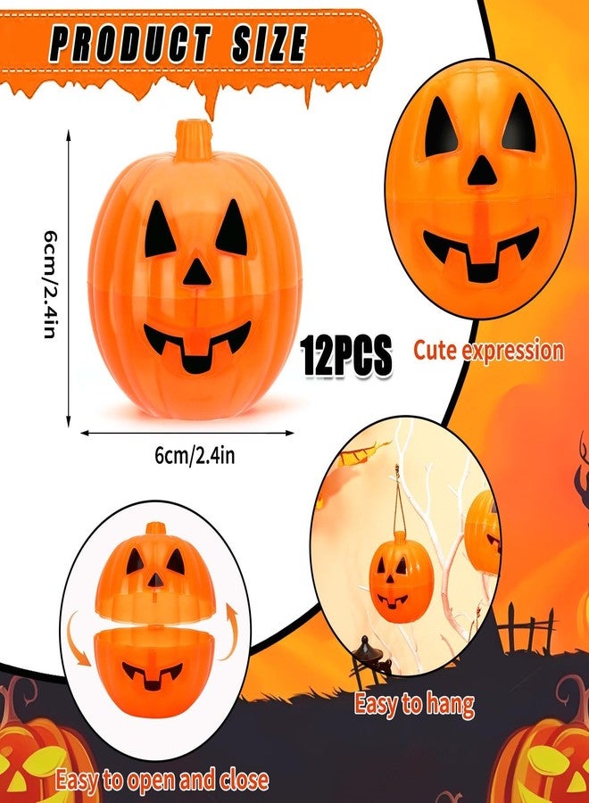 BOARDFEB 12 Pcs Halloween Mini Pumpkin Containers, Plastic Pumpkin Treat Storage Box Trick or Treat Candy Boxes for Party Favor Pumpkin Hunt Supplies - Image 2