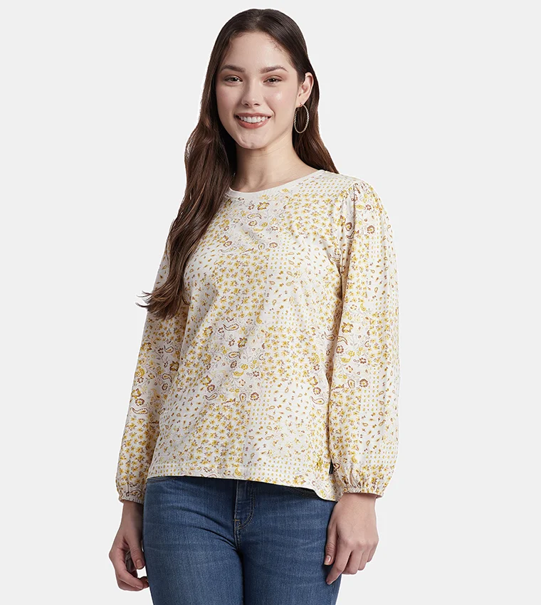 BEVERLY HILLS POLO CLUB All-over print long sleeves top