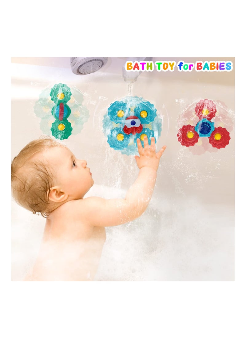 Excefore - Toddler Spinner Toys, 3 Pack Learning Toys, Suction Cup Spinner Toy, Baby Water Toy Attractive Stress Relief Suction Cup Animal Interactive Baby Toys for Bath Tub - Image 1