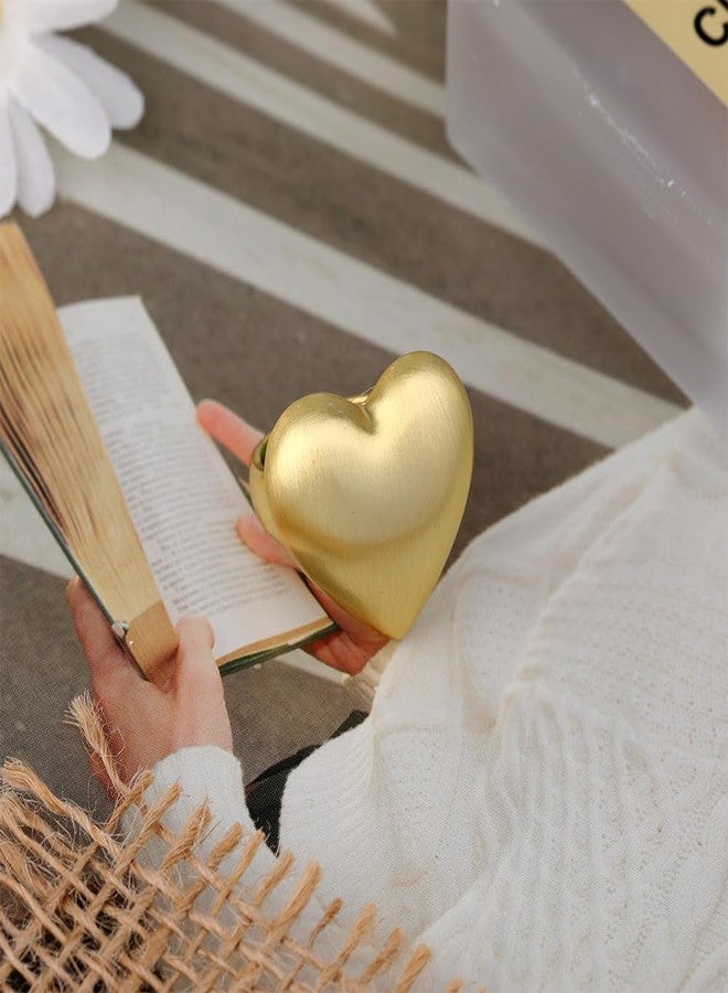 Aprilery Chunky Gold Rings for Women, 14K Gold Plated Statement Band Ring Hypoallergenic Jewelry for Her (Heart, 8) - Image 4