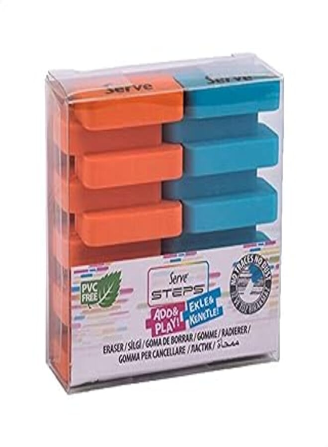 Serve SV-STEPSSGP2FMFT STEPS Eraser, Set of 2 - Orange and Blue