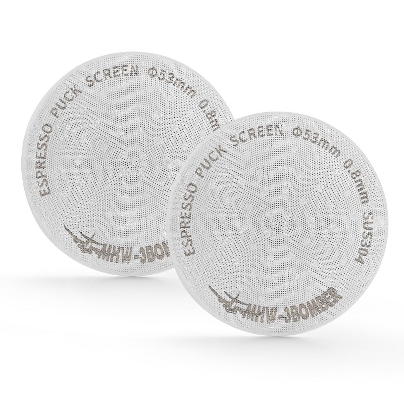 MHW-3BOMBER شاشة قهوة إسبريسو 53 مم من MHW3BOMBER 2 عبوات فلتر معدني قابل لإعادة الاستخدام لمرشح 54 مم سلة 08 مم سمك FG7009MOS