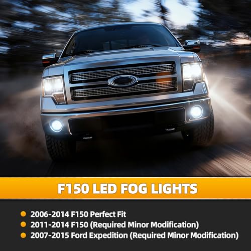 Riasdy Upgraded LED Fog Lights Assembly Compatible with 2006-2014 Ford F-150, DOT Approved 40W 6000K Bright White Bumper Driving Lamps, IP67 Waterproof Clear Lens Replacement Kit - 2 Pack - Image 2