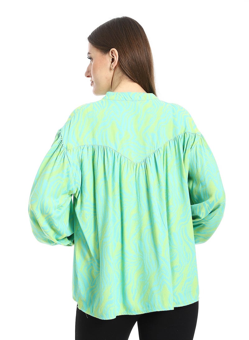 Coctail 5639-satin blouse-light green - Image 3