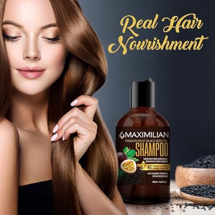 Maximilian Passion Fruit Black Seed Oil Curly Hair Shampoo and Conditioner Set- Extra Volumizing, Strengthing, Moisturizing, Hydration and Shine - Sulfate Paraben Free - (2 x 16.9 Fl Oz / 500mL) - Image 5