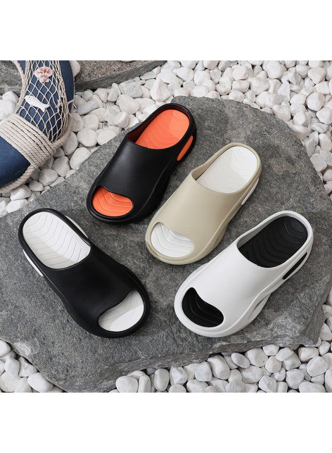 Xggc Large Size Slippers For Men, Plus Size Outdoor Non-slip Comfortable Wide-foot Sandals, White And Black, Size 42-43
