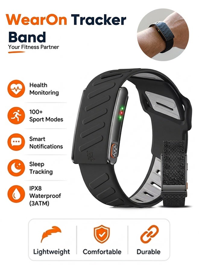epicarma WearOn Tracker Band Screenless Fitness Tracker with Extra Band, ECG + PPG Health Monitor, SpO2 & Blood Pressure Tracking, Heart Rate Monitor, Sleep Tracker, 100+ Sports Modes, IPX8 Waterproof Smart Bracelet for Android & iOS, 30-Day Battery Life - Image 1