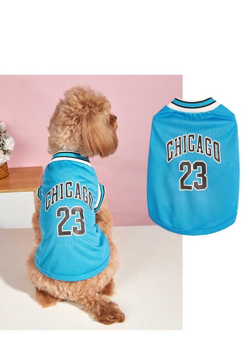 Loquat Squality Summer Thin Breathable Basketball Clothing Small Medium And Large Dog Pet Fund Fur Vest Blue - Image 2