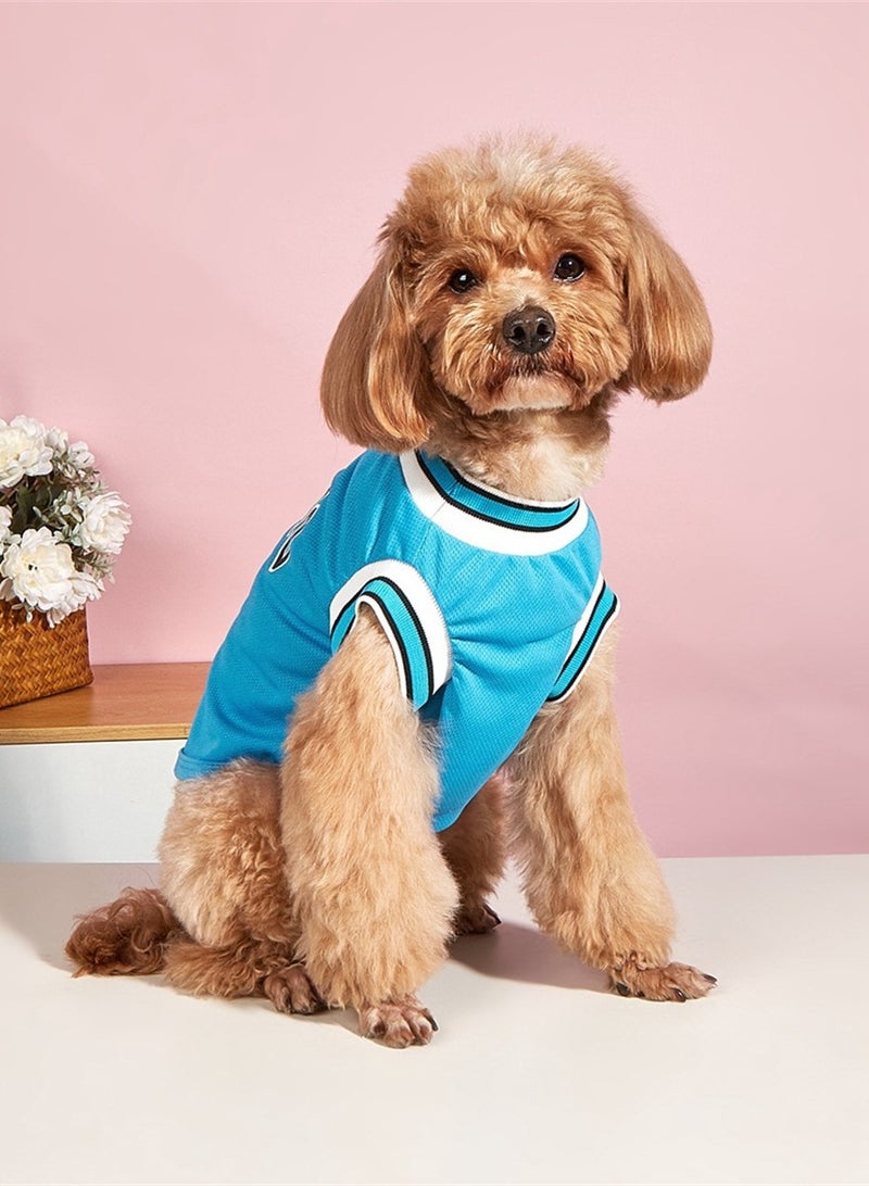 Loquat Squality Summer Thin Breathable Basketball Clothing Small Medium And Large Dog Pet Fund Fur Vest Blue - Image 1