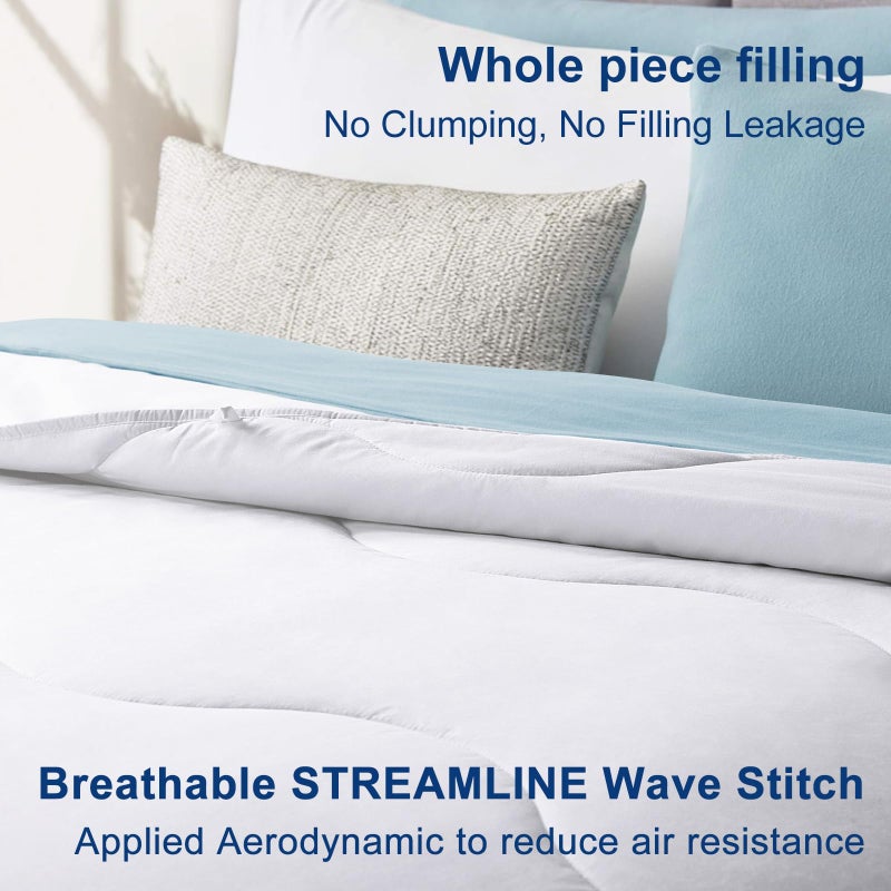 MEELUS Lightweight Comforter Cooling White, All Season Duvet Insert Breathable King Size Summer Bedding, Soft Microfiber Cool Down Alternative Quilt with Corner Tabs, 102x90 inch - Image 3