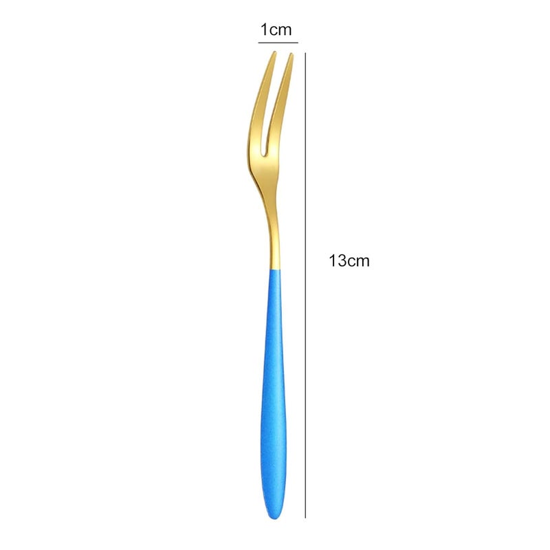 Vortipu Fruit Forks Lovely Lightweight Portable Stainless Steel Fruit Cutlery Dessert Forks for Home RedGolden Set of 5 - Image 2