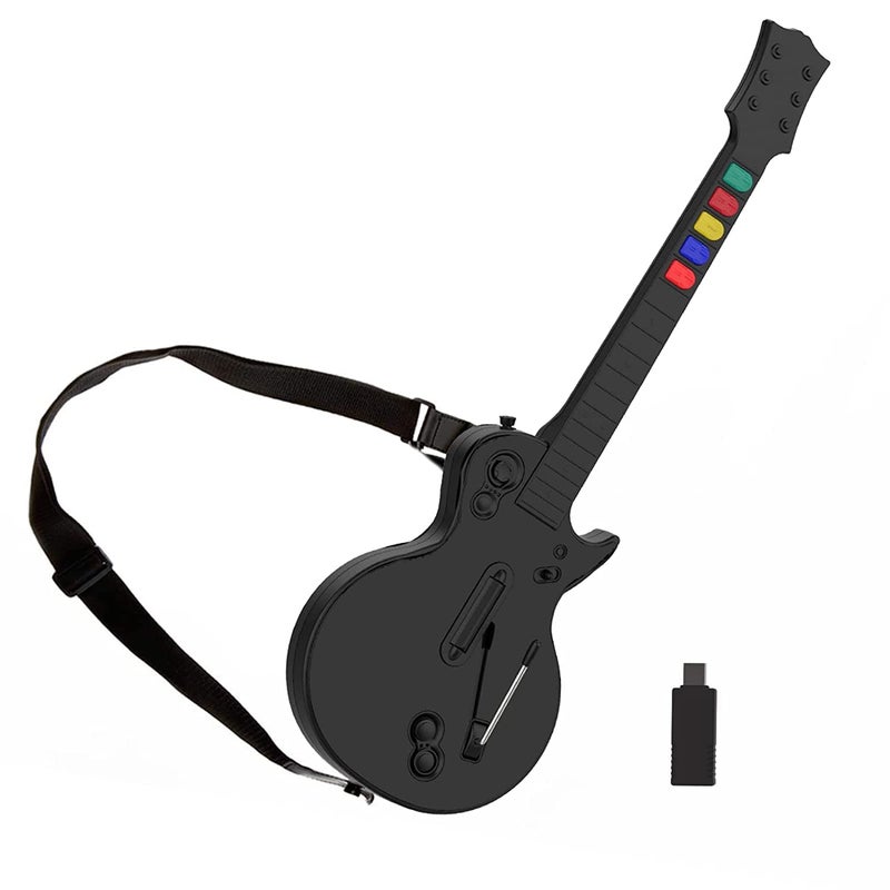 DOYO DOYO Guitar Hero Controller for PC/PS3, Wireless Guitar for Guitar Hero 3/4/5 and Rock Band 1/2 Games, Guitar Hero Guitar with Straps (Black) [video game] - Image 1
