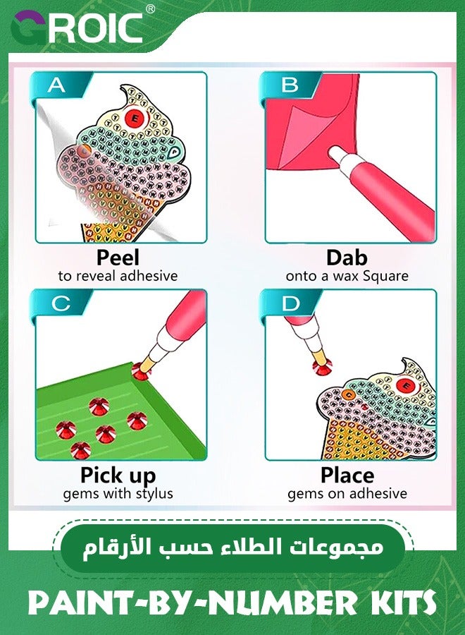GROIC مجموعات ملصقات الرسم الماسي اللطيفة للأطفال، مجموعة فنون الحرف الماسية، مجموعات ملصقات الرسم الماسي DIY، ملصقات فنية للأميرة الكرتونية اللطيفة لصنع الخرز للأطفال - Image 4