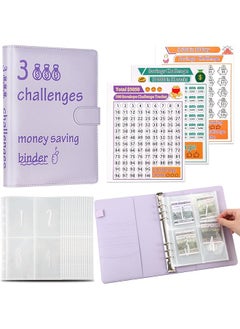 erorex 100 Envelopes Money Saving Challenge Binder With Cash Envelopes A5 Budget Savings Challenges Book To Save $500 5 050 10 000 In 30 Days 100 Days And 52 Weeks Purple  - Image 1
