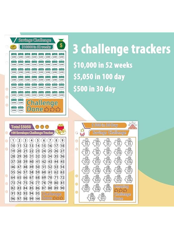 erorex - 100 Envelopes Money Saving Challenge Binder With Cash Envelopes A5 Budget Savings Challenges Book To Save $500 5 050 10 000 In 30 Days 100 Days And 52 Weeks Purple - Image 1