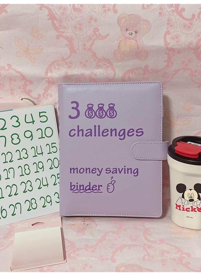 erorex - 100 Envelopes Money Saving Challenge Binder With Cash Envelopes A5 Budget Savings Challenges Book To Save $500 5 050 10 000 In 30 Days 100 Days And 52 Weeks Purple - Image 1
