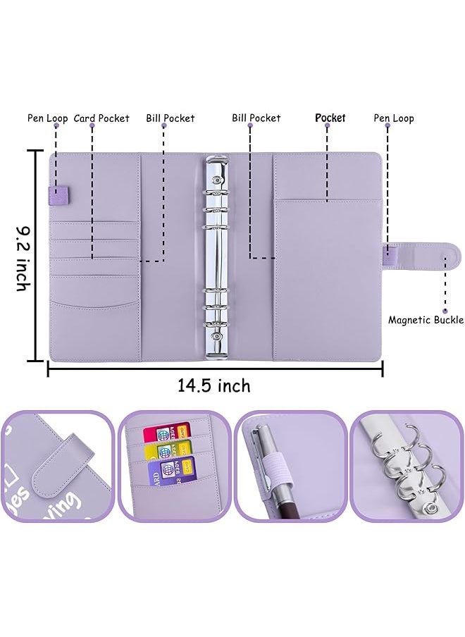 erorex - 100 Envelopes Money Saving Challenge Binder With Cash Envelopes A5 Budget Savings Challenges Book To Save $500 5 050 10 000 In 30 Days 100 Days And 52 Weeks Purple - Image 1