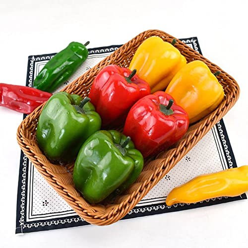 VIOKKO 10Pcs Artificial Bell Peppers Fake Chili Pepper Lifelike Simulation Vegetable Colorful Red Green Yellow Bell Peppers for Home Kitchen Decoration Props - Image 3