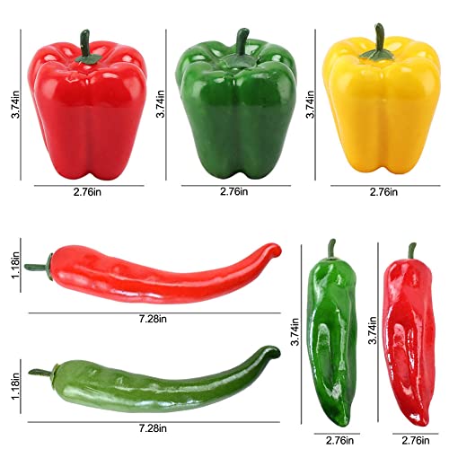 VIOKKO 10Pcs Artificial Bell Peppers Fake Chili Pepper Lifelike Simulation Vegetable Colorful Red Green Yellow Bell Peppers for Home Kitchen Decoration Props - Image 2