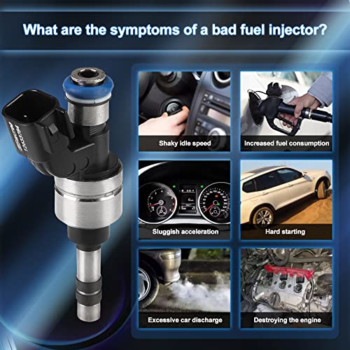 FIREMOTOO Fuel Injectors Set of 4 Compatible with GMC Terrain 2011-2017 Chevrolet Equinox 2011-2017 Buick Verano 2012-2017 Buick Lacrosse 2011-2016 Buick Regal 2011-2017 Replace 12633784 6 Holes - Image 3