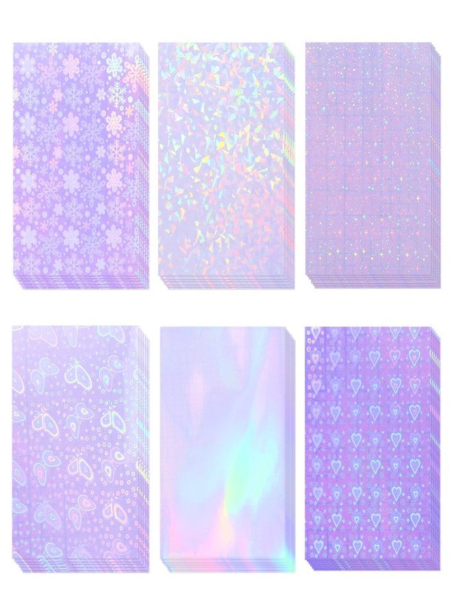 Cosrk 36 Sheets Holographic Sticker Paper, Clear Vinyl Sticker Laminate Film Self-Adhesive, Transparent Overlay Lamination Sticker Paper Waterproof, 6 Patterns-8.5x11 Inch - Image 1