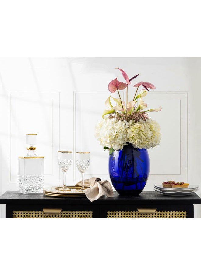 Barski Glass - Handmade - 12" H - (12 inches High) - Barrel Vase - Cobalt Blue - Made in Europe - Image 4