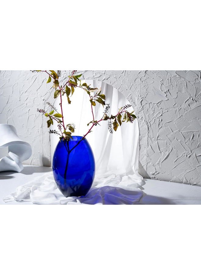 Barski Glass - Handmade - 12" H - (12 inches High) - Barrel Vase - Cobalt Blue - Made in Europe - Image 3