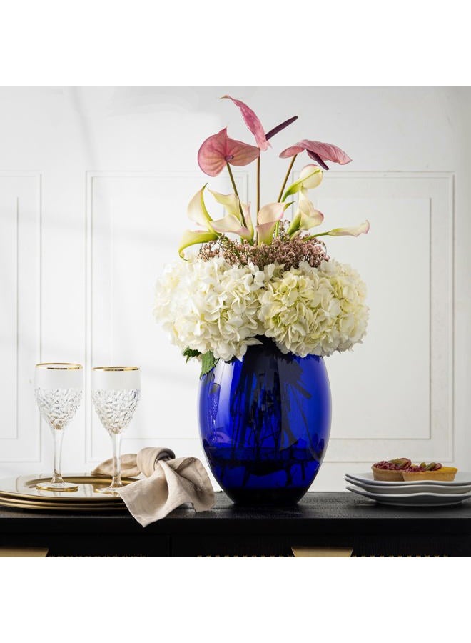 Barski Glass - Handmade - 12" H - (12 inches High) - Barrel Vase - Cobalt Blue - Made in Europe - Image 2